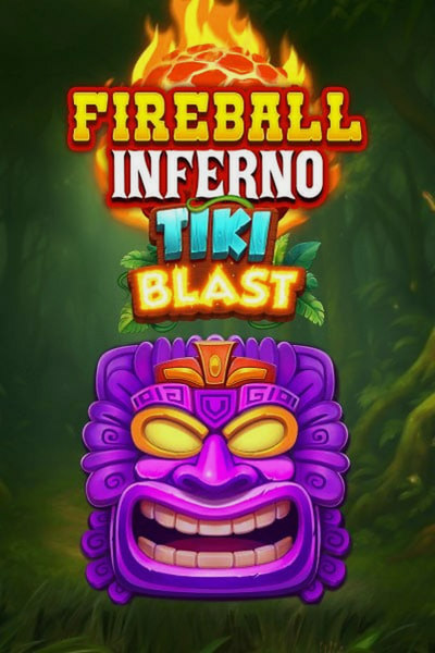 Náhled hry Fireball Inferno Tiki Blast s tiki sochami a plameny